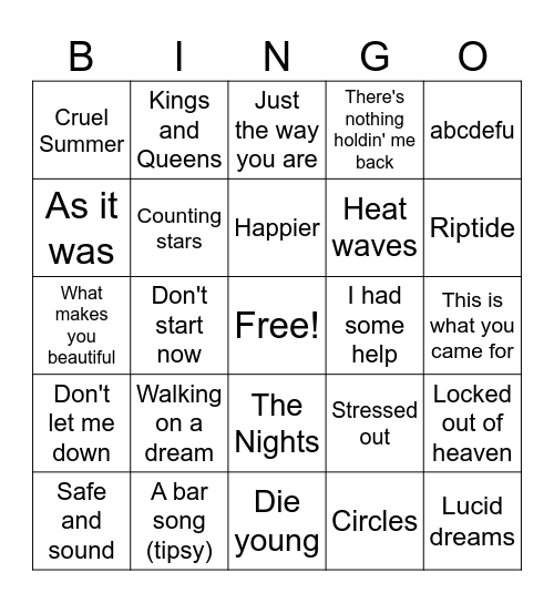 Game 3-5/7/25 Bingo Card