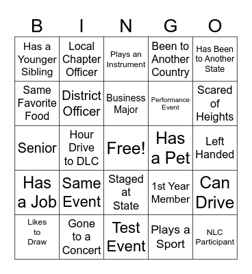 Networking BINGO Card