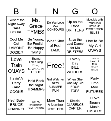 CAROLINA BEACH MUSIC BINGO Card