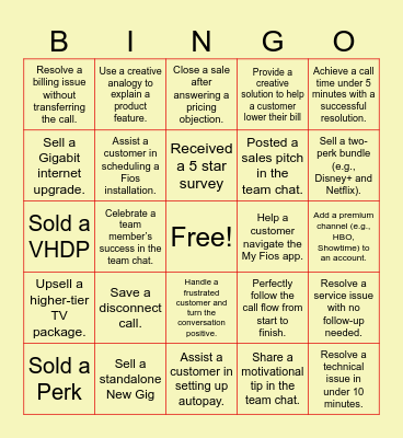 Service Superstars Bingo Card