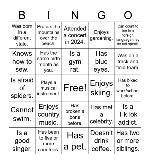 Find Someone that: Bingo Card