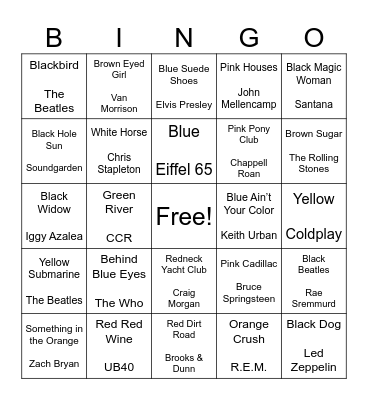 The Colors of Bingo Card