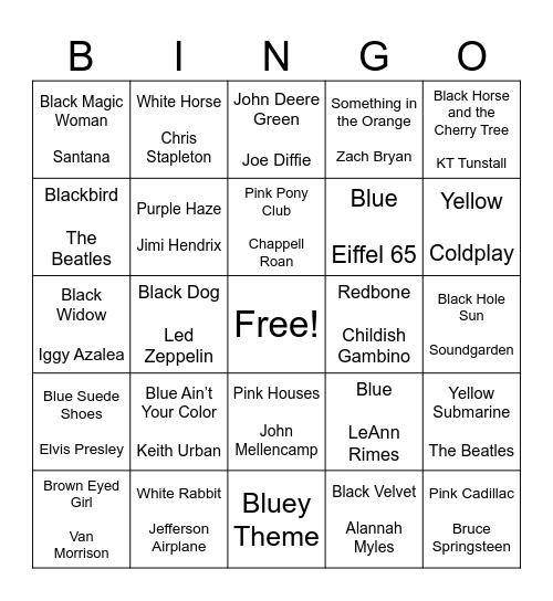 Colorful Bingo Card