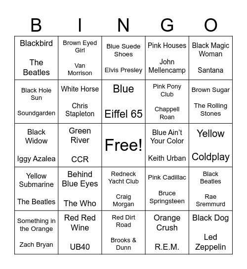 The Colors of Bingo Card