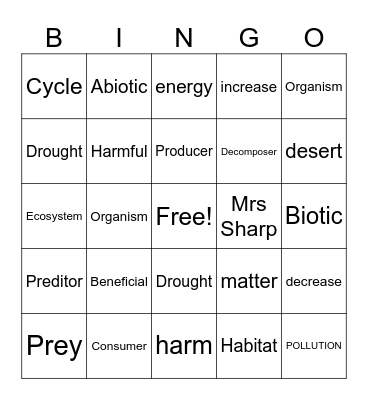 Science Bingo Card