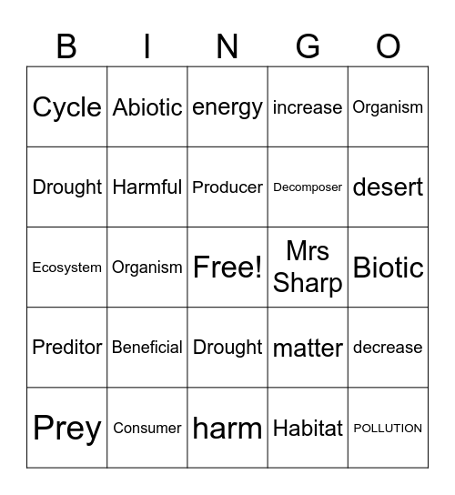 Science Bingo Card