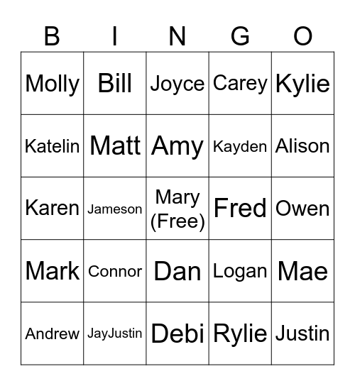 Mullen Christmas Bingo Card