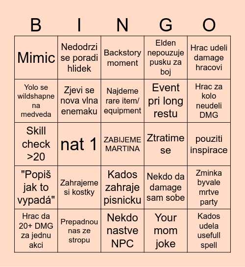 D&D Bingo Card