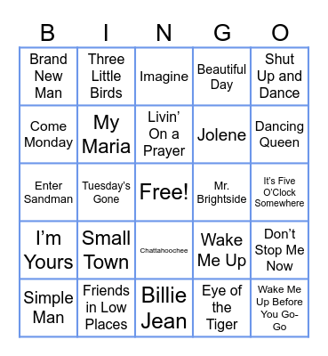 Music Bingo Card