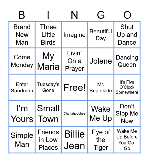 Music Bingo Card
