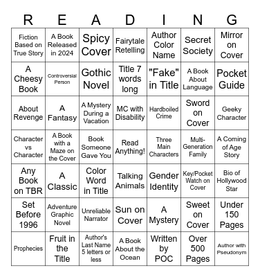2025 Reading Challenge Bingo Card