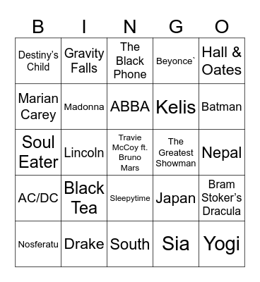 Fancy, Top Hats, & Tea Bingo Card