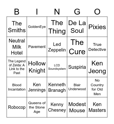 Blair's Favorites Bingo Card