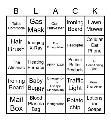 African American Inventions Bingo Card