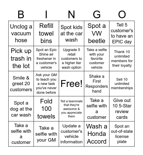 EPIC SHINE HAVE FUN AT WORK DAY - 1/31/25 Bingo Card