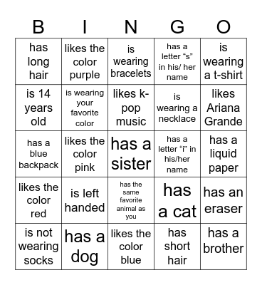 find someone who Bingo Card