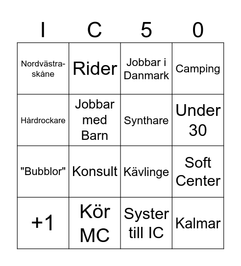 En ruta per person Bingo Card