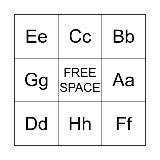 Letter Sounds A-I Bingo Card