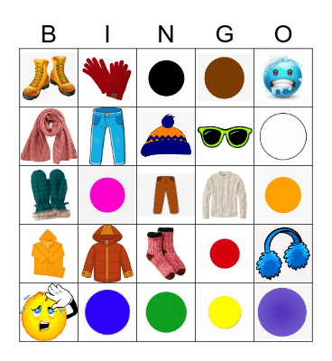 Winter Clothes Bingo Card