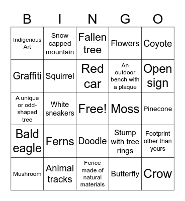 Walking Bingo Card
