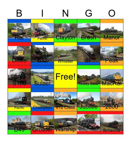 British Railways Bicentenary Bingo Card