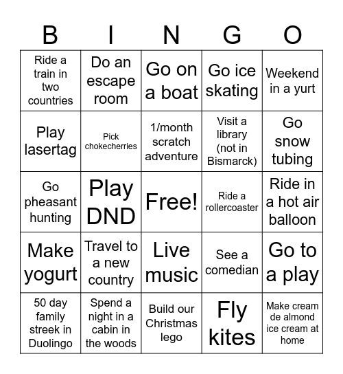 2025 Doll Family Bingo Card