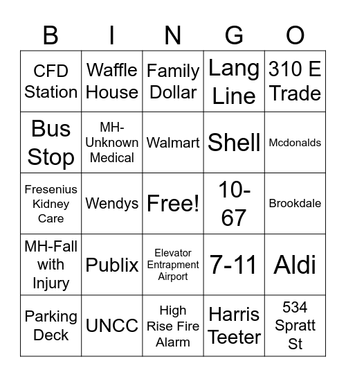 Alarm Bingo Card