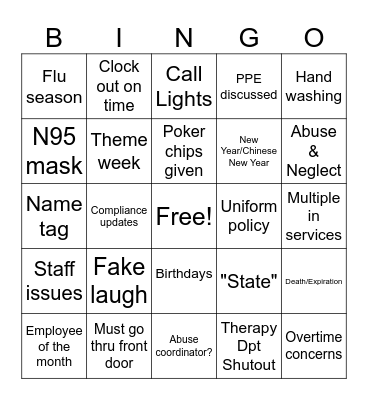 Company Meeting Bingo Card