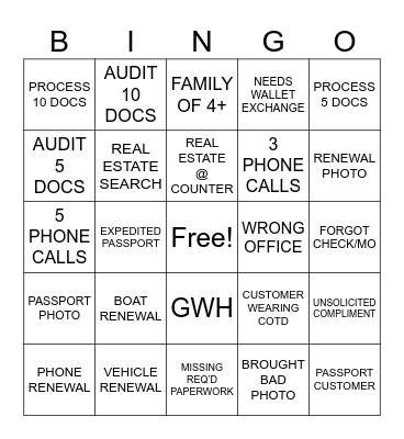 Customer Service Day BINGO - Passport Bingo Card