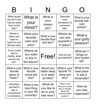 Getting to Know Your Classmates Bingo Card