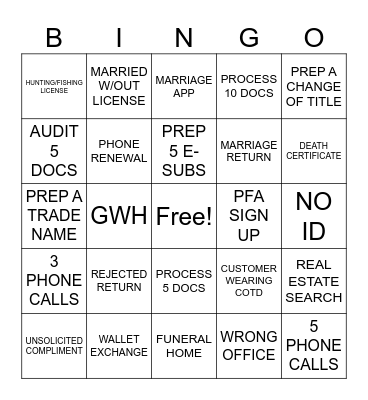 Customer Service Day BINGO - Vitals Bingo Card
