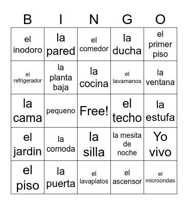 Mi casa Bingo Card