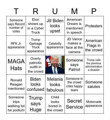 INAUGURATION BINGO Card