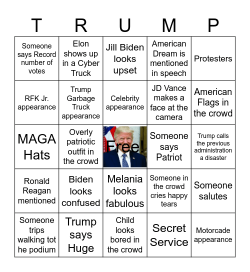 INAUGURATION BINGO Card