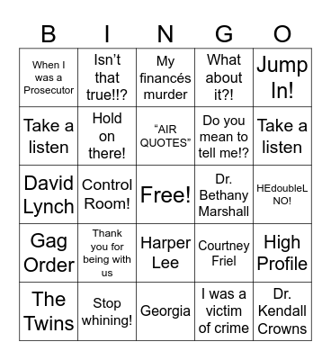 Nancy Grace Bingo Card