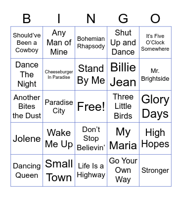 Music Bingo Card