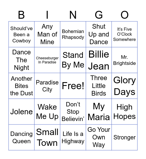 Music Bingo Card