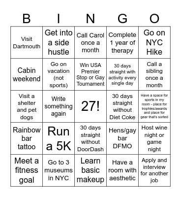 Katie's 2025 Bingo Card Bingo Card