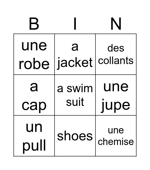 Vetements Bingo Card