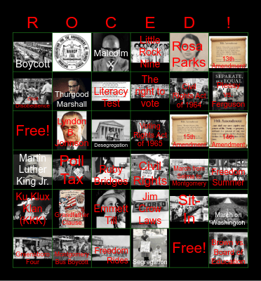 The Civil Rights Movement Bingo Card