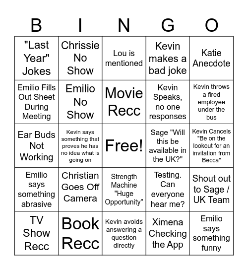 C&P BINGO Card