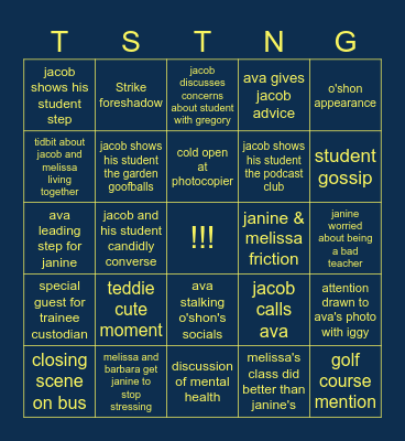 abbott elementary: "testing" bingo Card