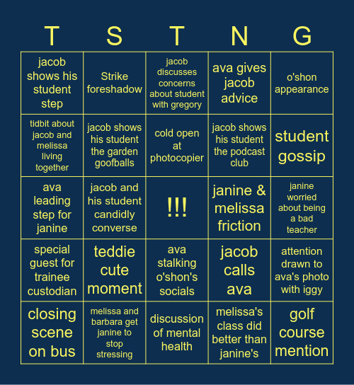 abbott elementary: "testing" bingo Card