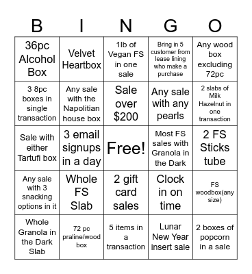 January Bingo Card