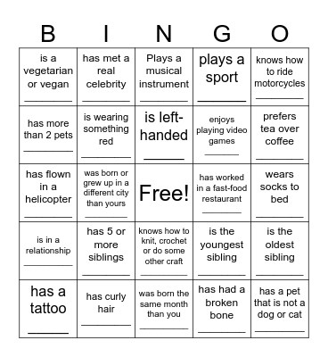Find someone who... Bingo Card