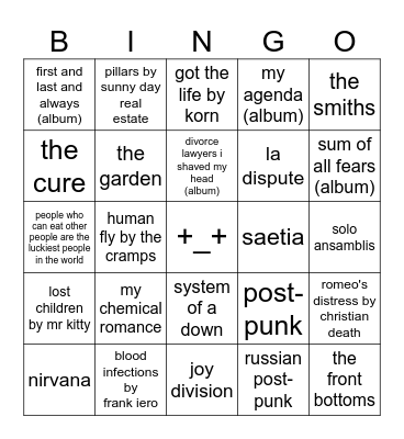 romeo's music OwO Bingo Card