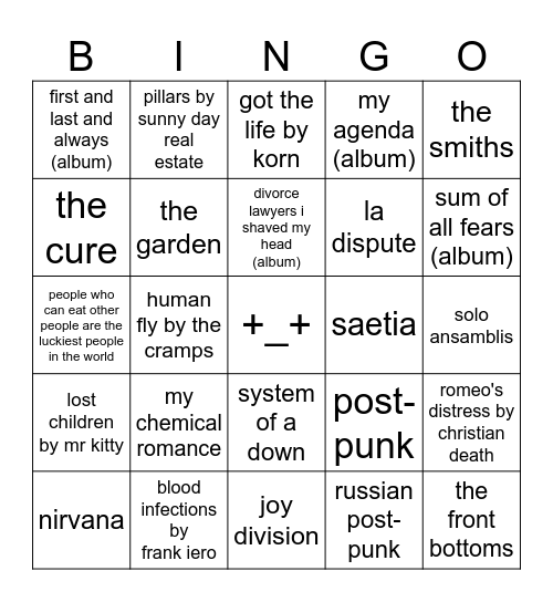 romeo's music OwO Bingo Card