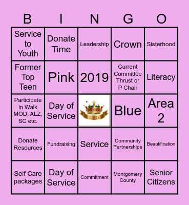 TLOD Pink & Blue Day of Service Bingo Card
