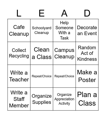ACTS OF LEADERSHIP Bingo Card
