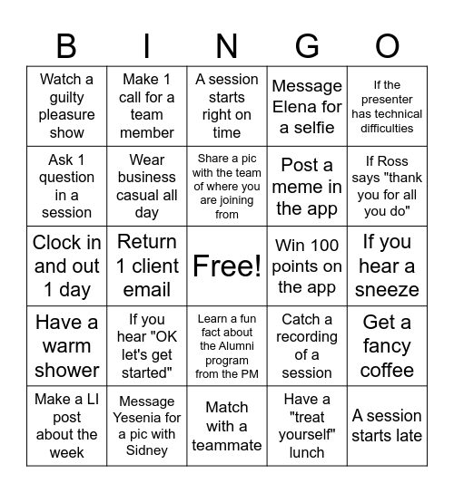 AT Bingo Card